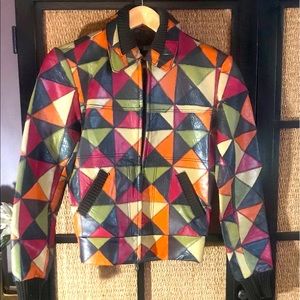 Patchwork leather jacket